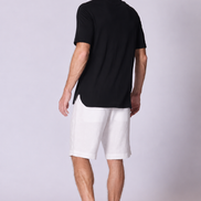 Cotton Supima Notched T Shirt in Black