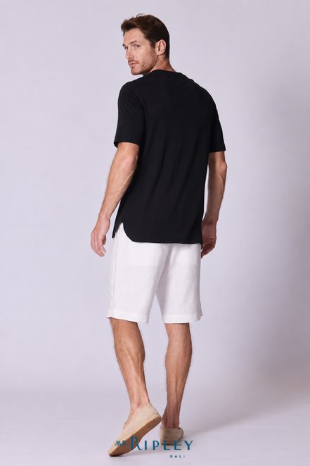 Cotton Supima Notched T Shirt in Black