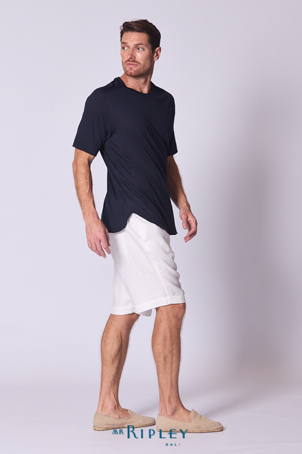 Camiseta con muescas Supima de algodón en azul marino