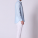 Long Sleeve Linen Shirt with Seam Detail Light Blue