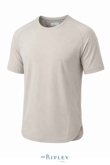 Cotton Supima Notched T Shirt in Stone