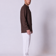 Linen Mandarin Collar Shirt