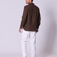 Linen Mandarin Collar Shirt