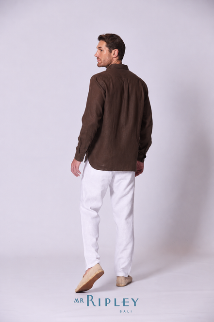 Linen Mandarin Collar Shirt
