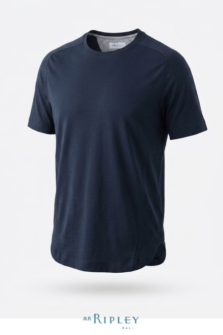 Cotton Supima Notched T Shirt in Navy