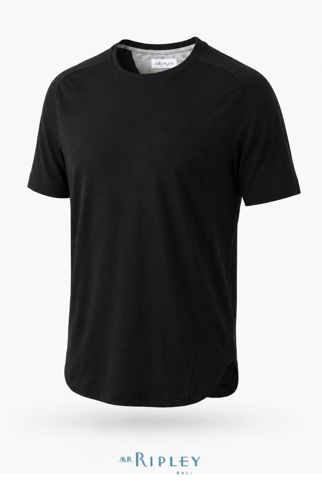 Cotton Supima Notched T Shirt in Black