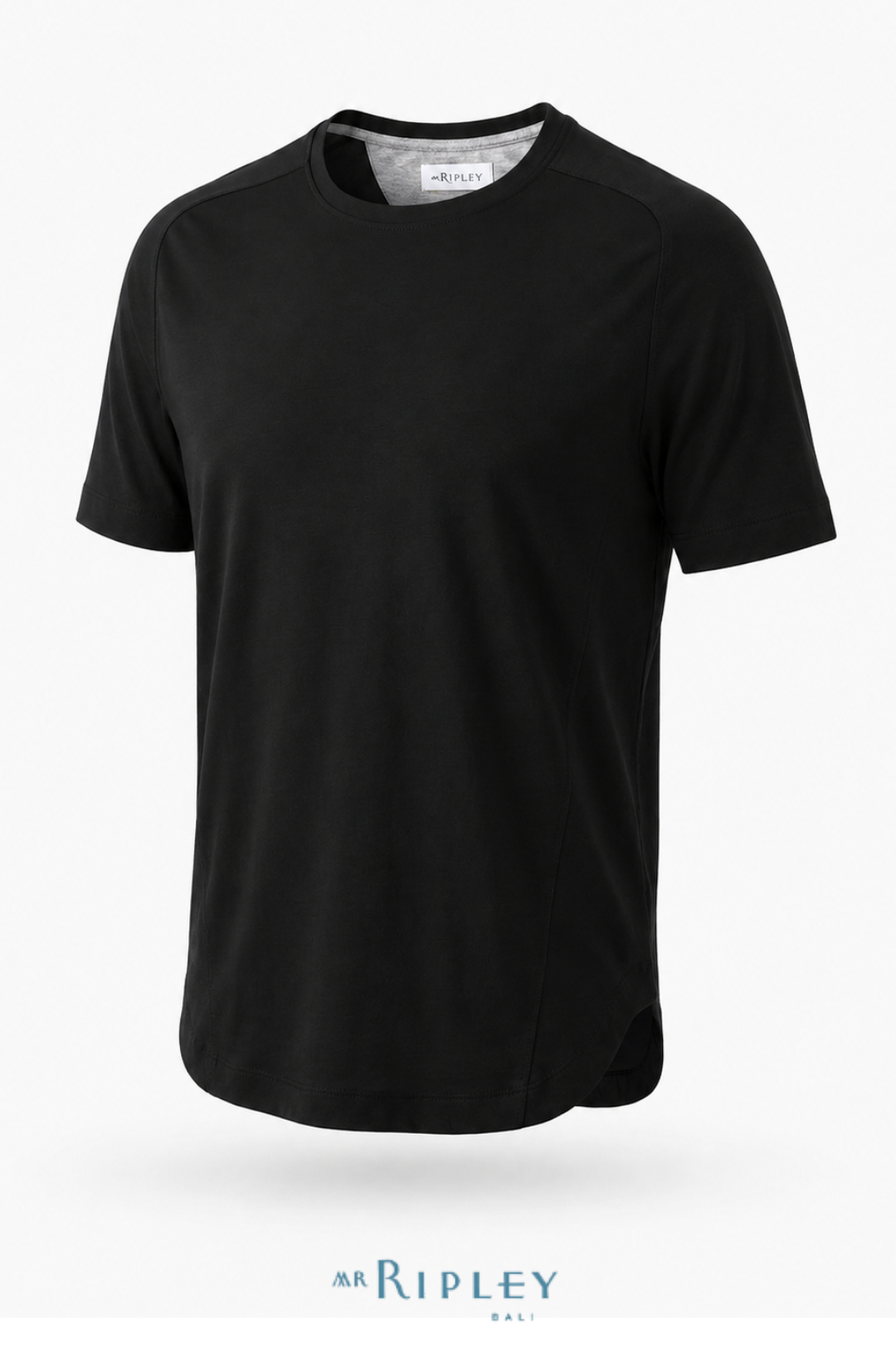 Cotton Supima Notched T Shirt in Black