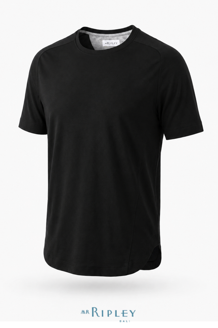 Cotton Supima Notched T Shirt in Black