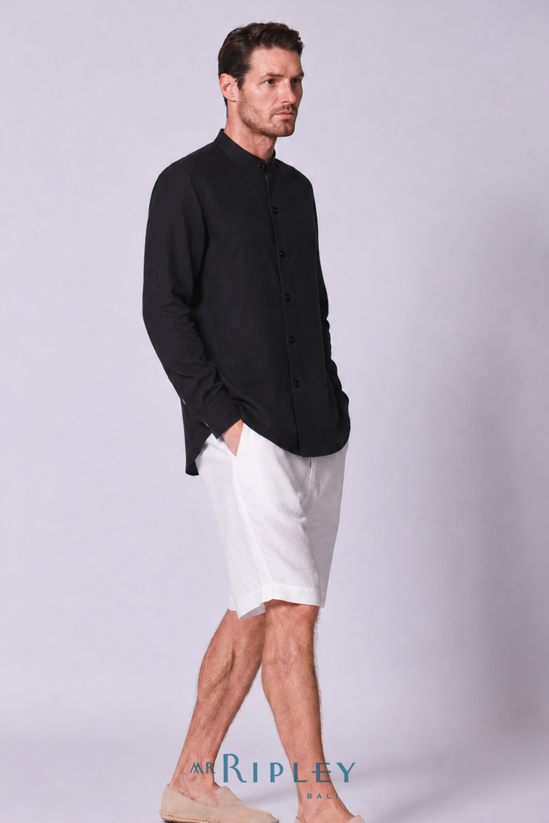 Lightweight Linen Mandarin Shirt