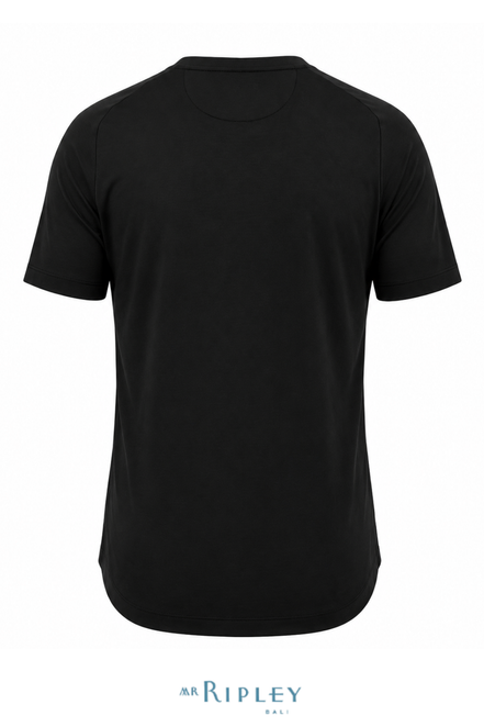 Cotton Supima Notched T Shirt in Black