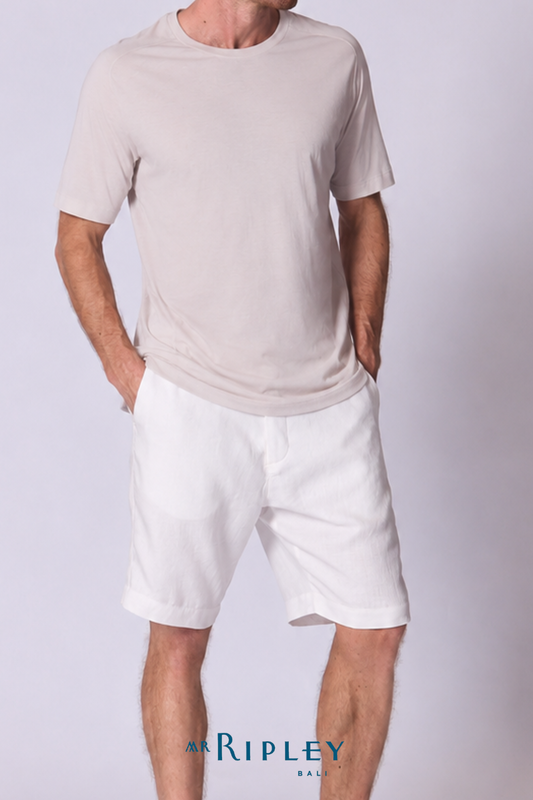 Cotton Supima Notched T Shirt in Stone