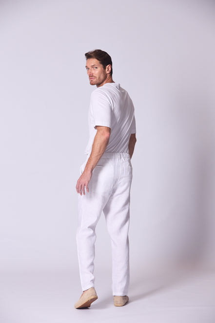 Celana Panjang Linen Santai Warna Putih